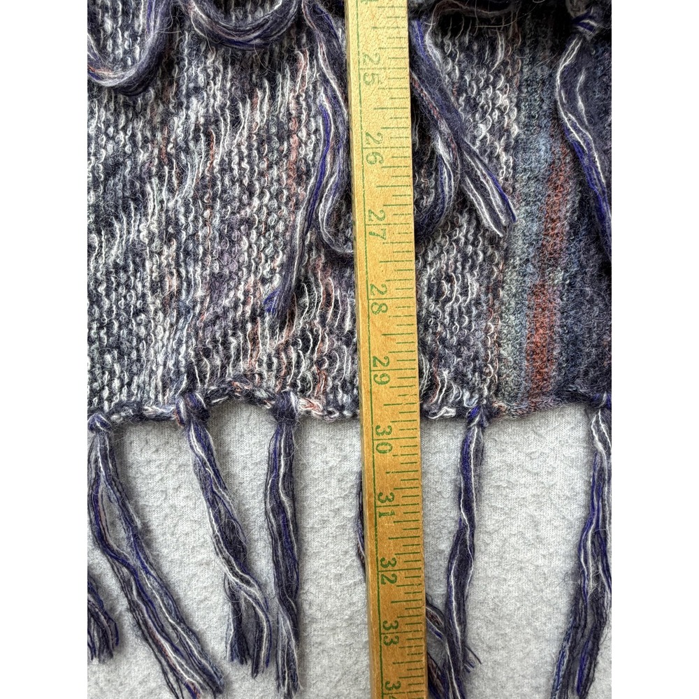 Free People Be The One Poncho Sweater Womens L Blue Cowl Neck Fringe OB454203 - Picture 14 of 16